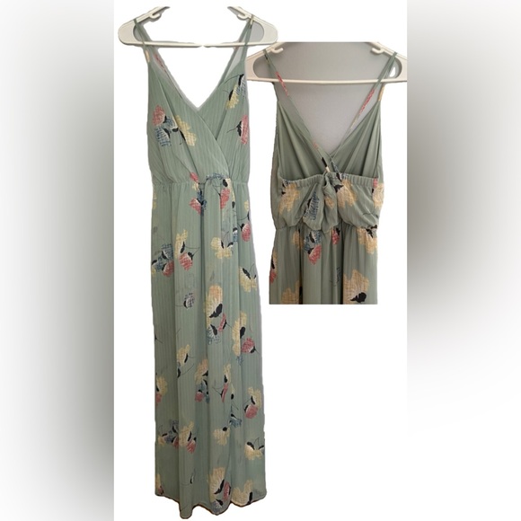 Sienna Sky Sage Green Floral Deep V Empire Waist Maxi Dress - Picture 1 of 4